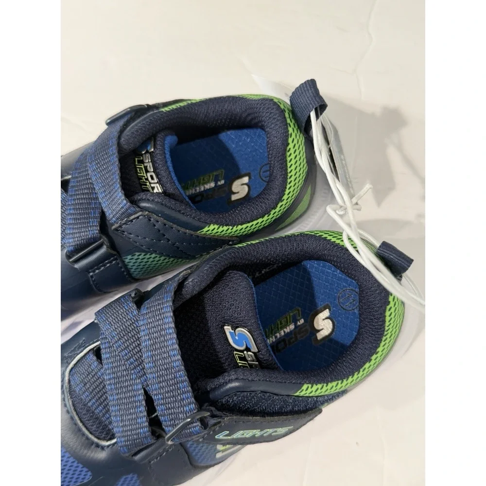 SKECHERS Boys Sport Lights Sneakers Shoes 11 Kids Blue School Fall Walking Run